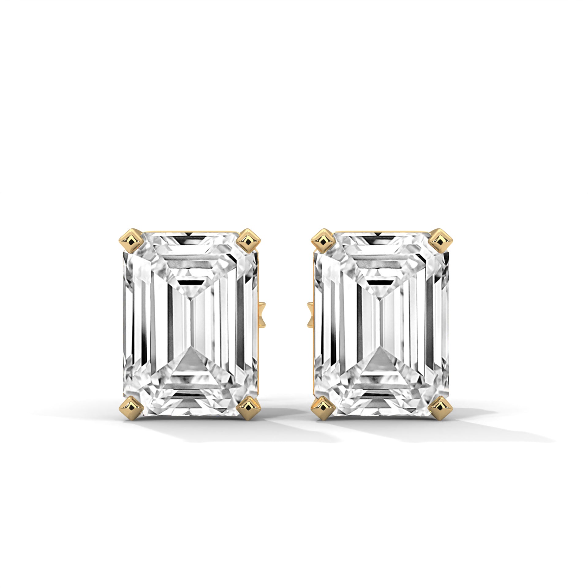 Emerald Cut Solitaire Diamond Stud Earrings
