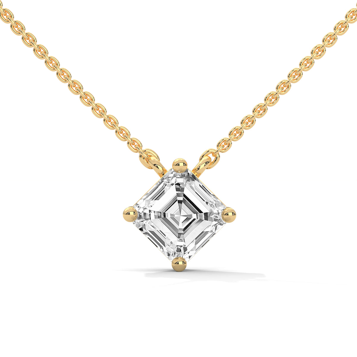 Asscher Solitaire Diamond Pendant – view 4 of 9, lab grown diamond necklace | Jewelix Atelier
