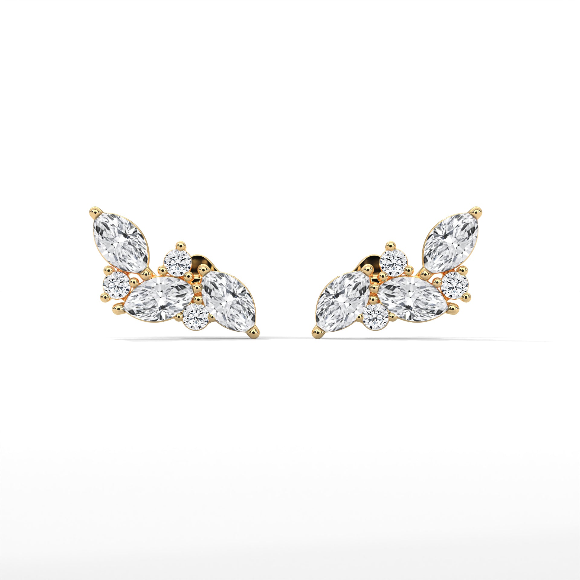 Marquise Diamond Cluster Stud Earrings