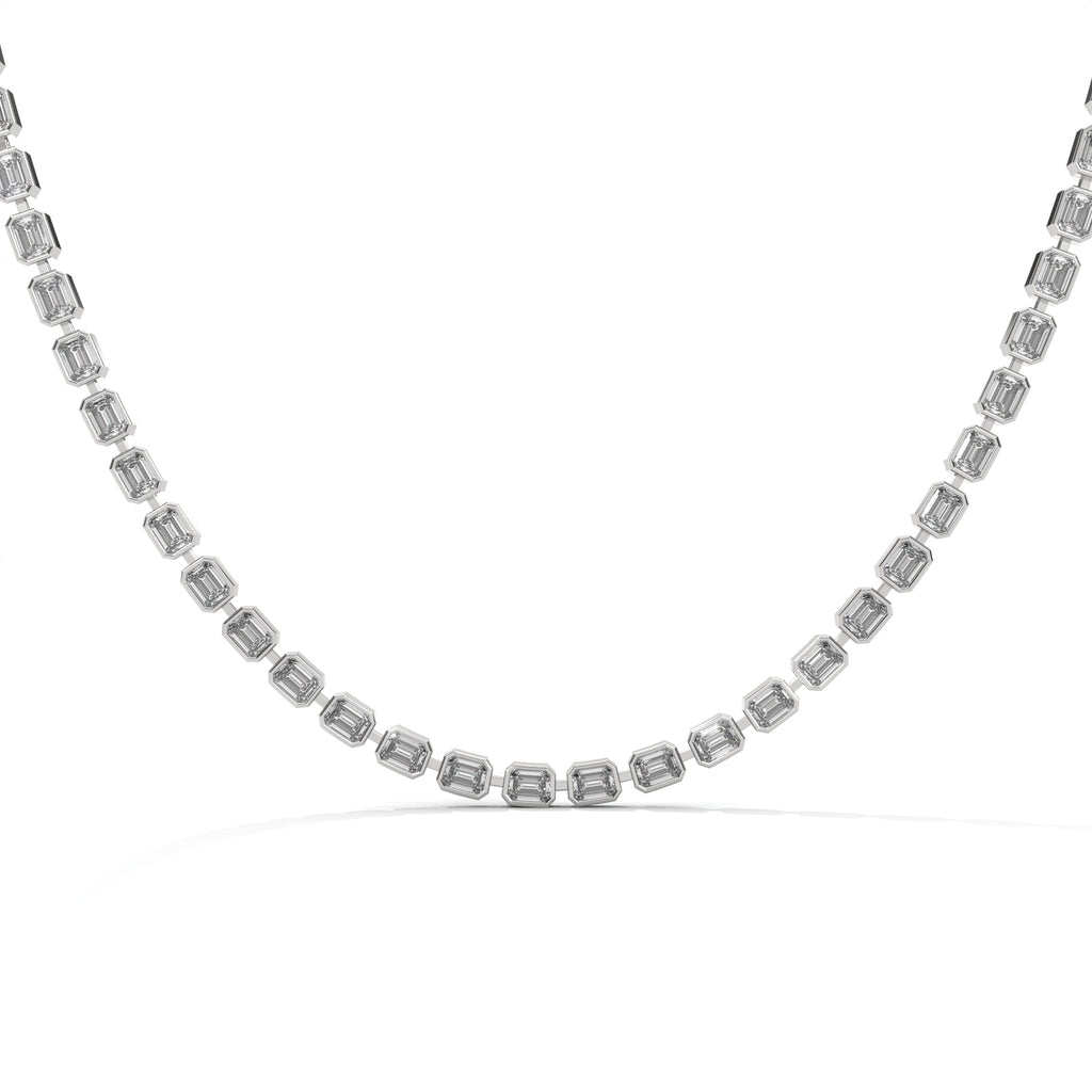 Emerald Cut Diamond Tennis Necklace