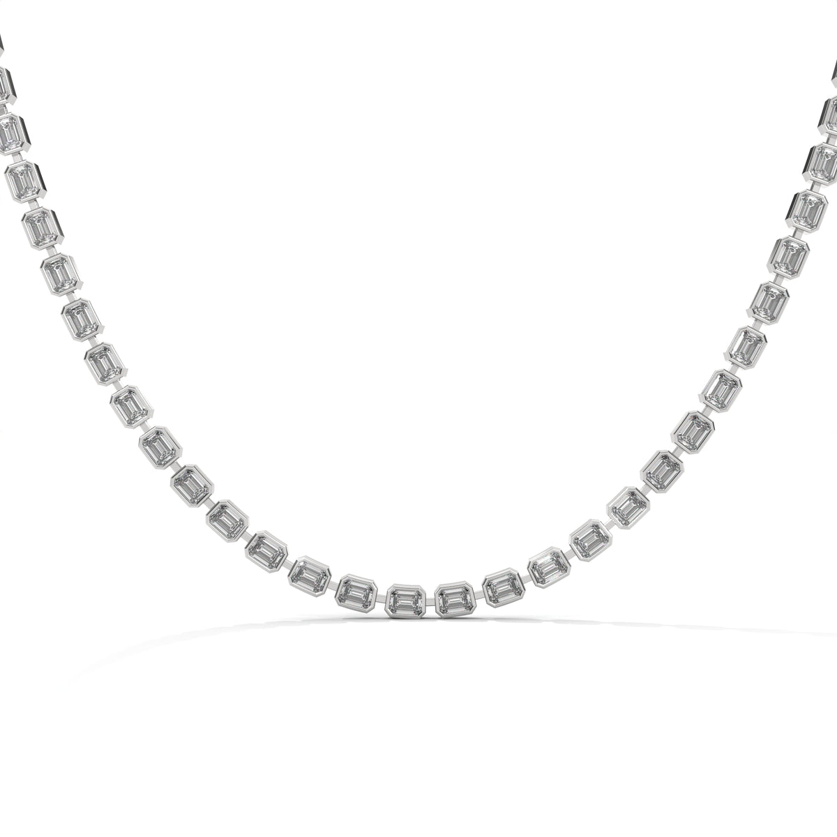 Emerald Cut Diamond Tennis Necklace – view 1 of 9, lab grown diamond necklace | Jewelix Atelier