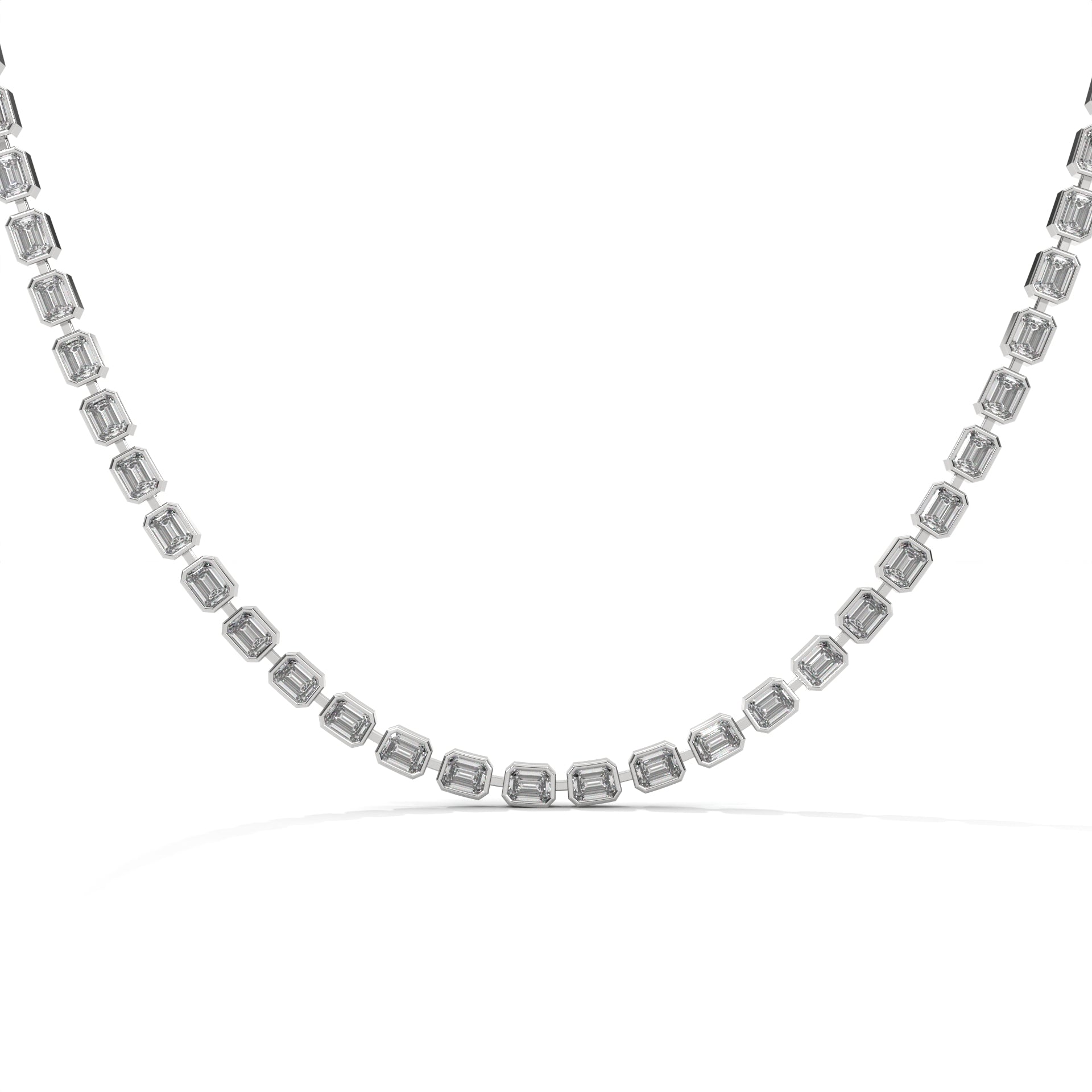 Emerald Cut Diamond Tennis Necklace