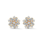 Baguette & Round Diamond Cluster Stud Earrings