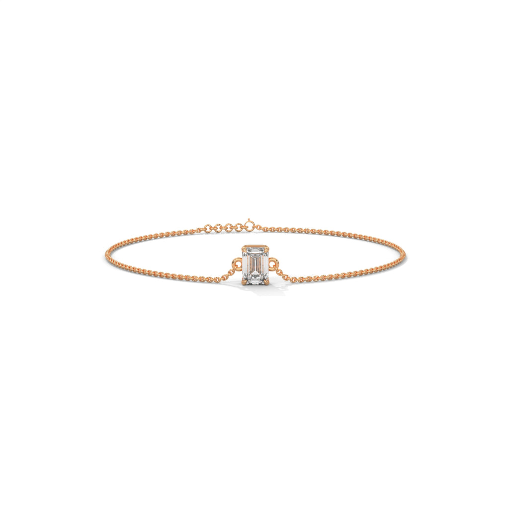 Emerald Cut Solitaire Diamond Bracelet