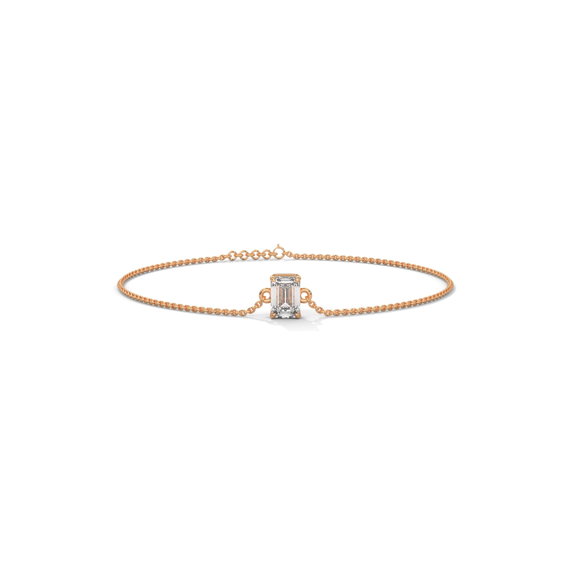Emerald Cut Solitaire Diamond Bracelet