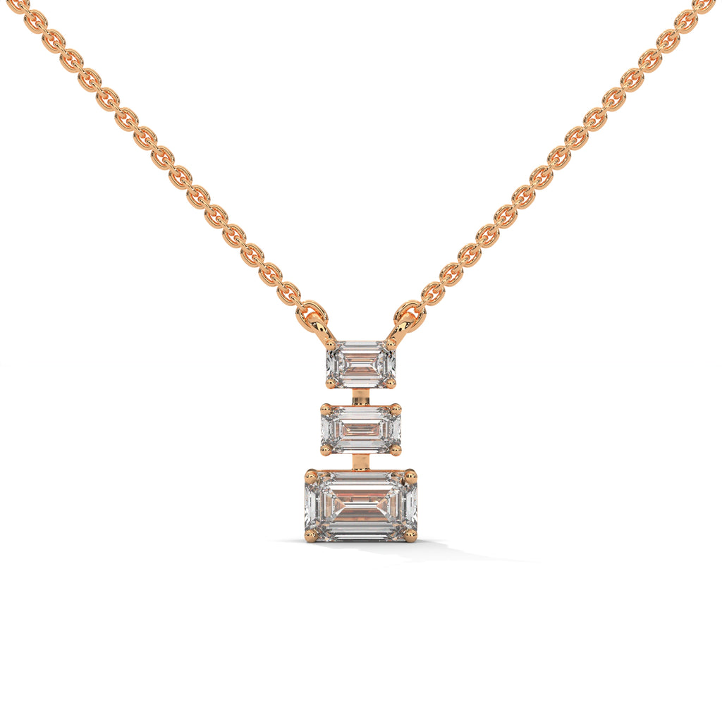 Emerald Cut Diamond Bar Pendant