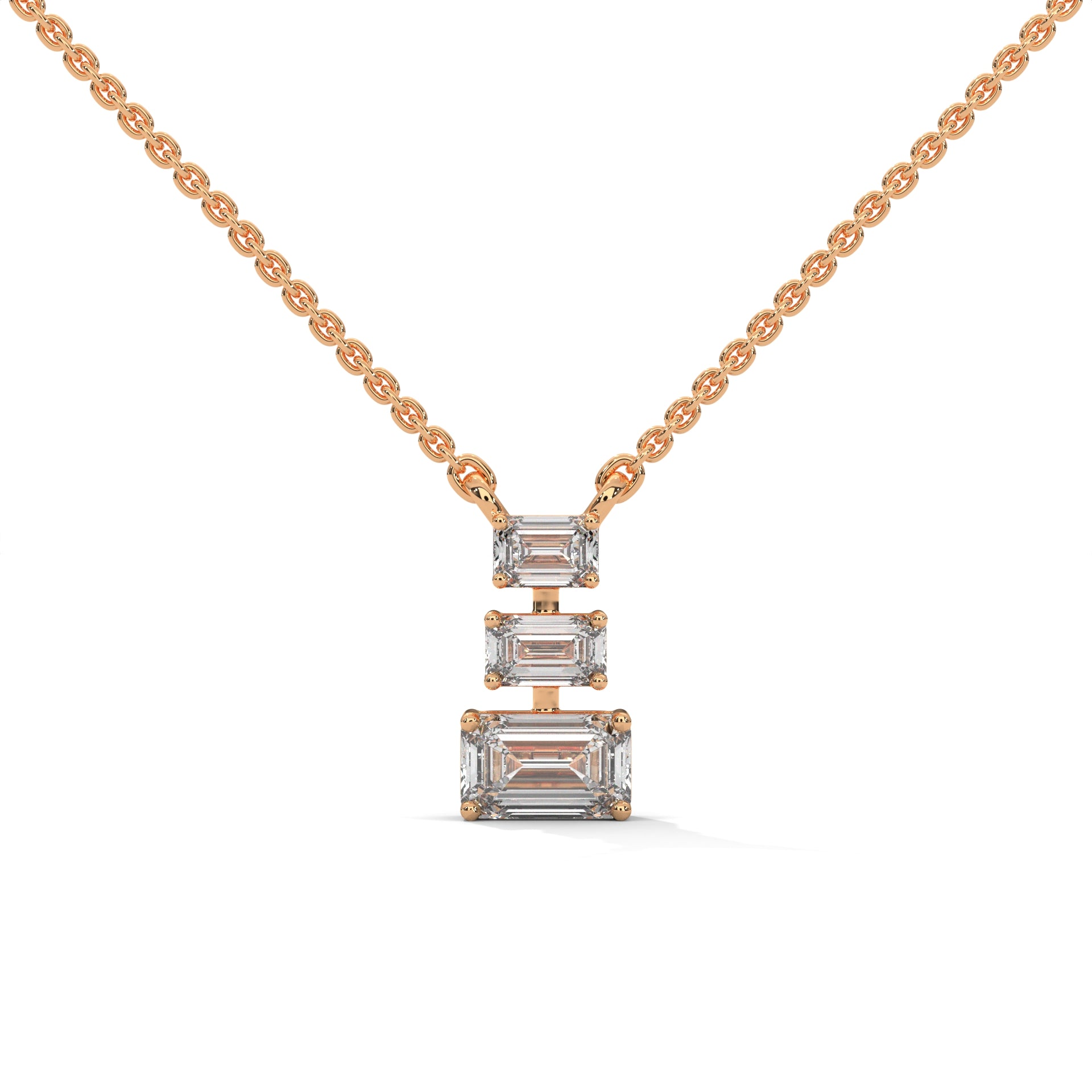 Emerald Cut Diamond Bar Pendant