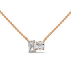 Emerald & Round Diamond Two Stone Pendant