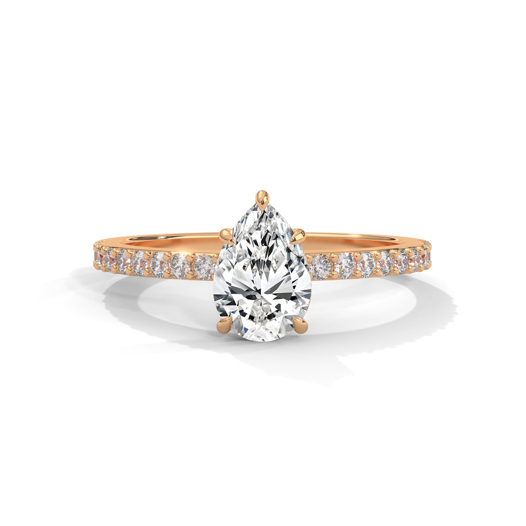 Pear Cut Diamond Pavé Engagement Ring