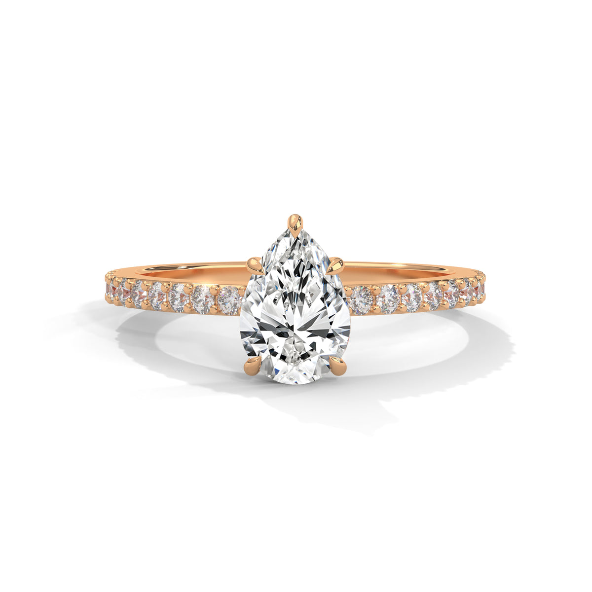 Pear Cut Diamond Pavé with Pavé Band Engagement Ring – view 7 of 9, lab grown diamond band | Jewelix Atelier