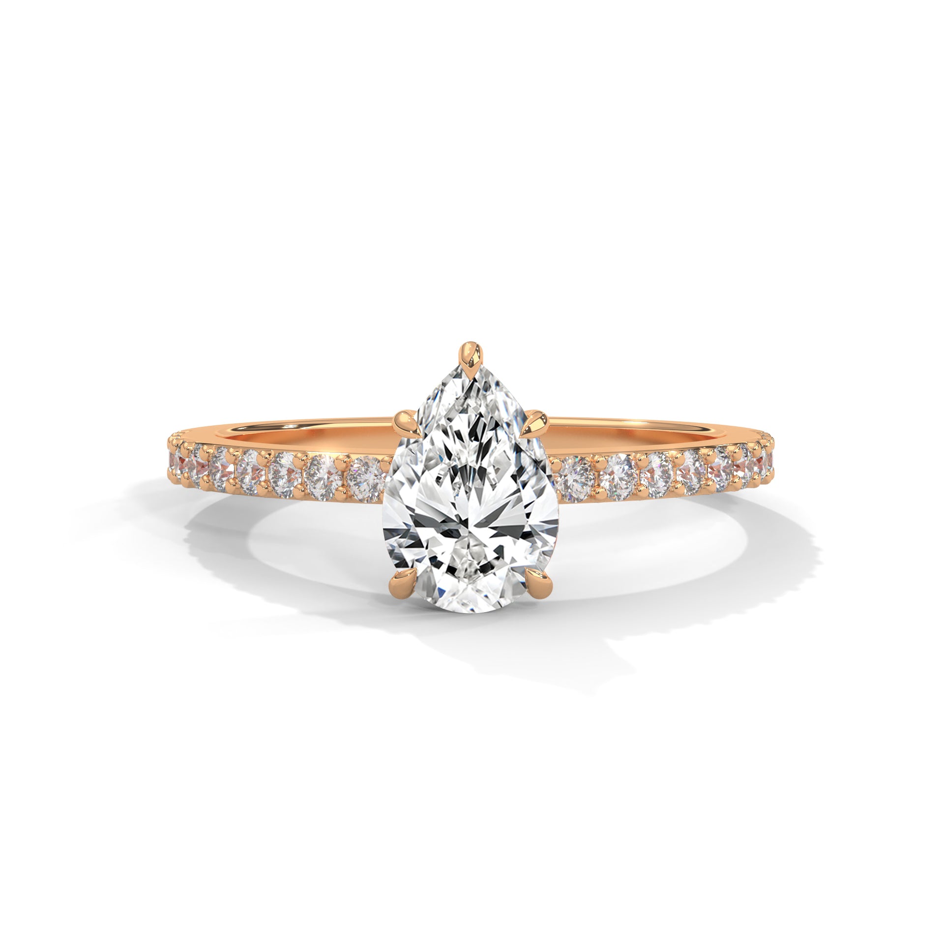 Pear Cut Diamond Pavé Engagement Ring