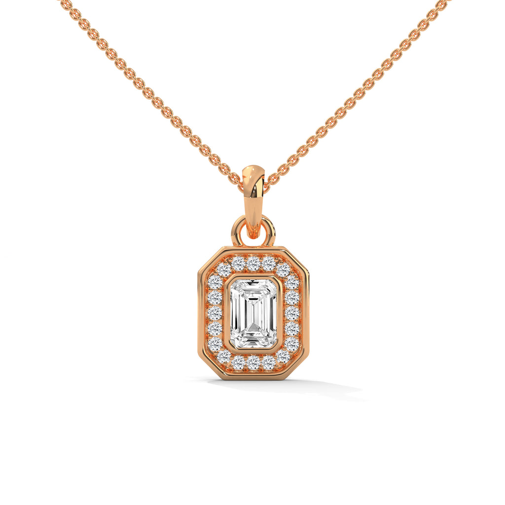Emerald Halo Diamond Pendant