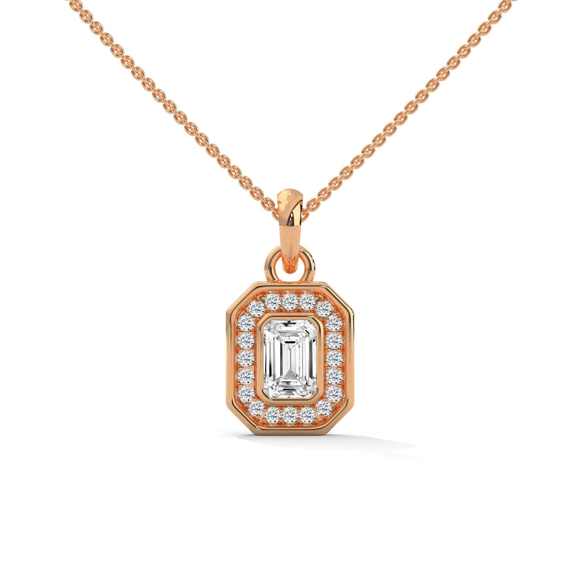 Emerald Halo Diamond Pendant