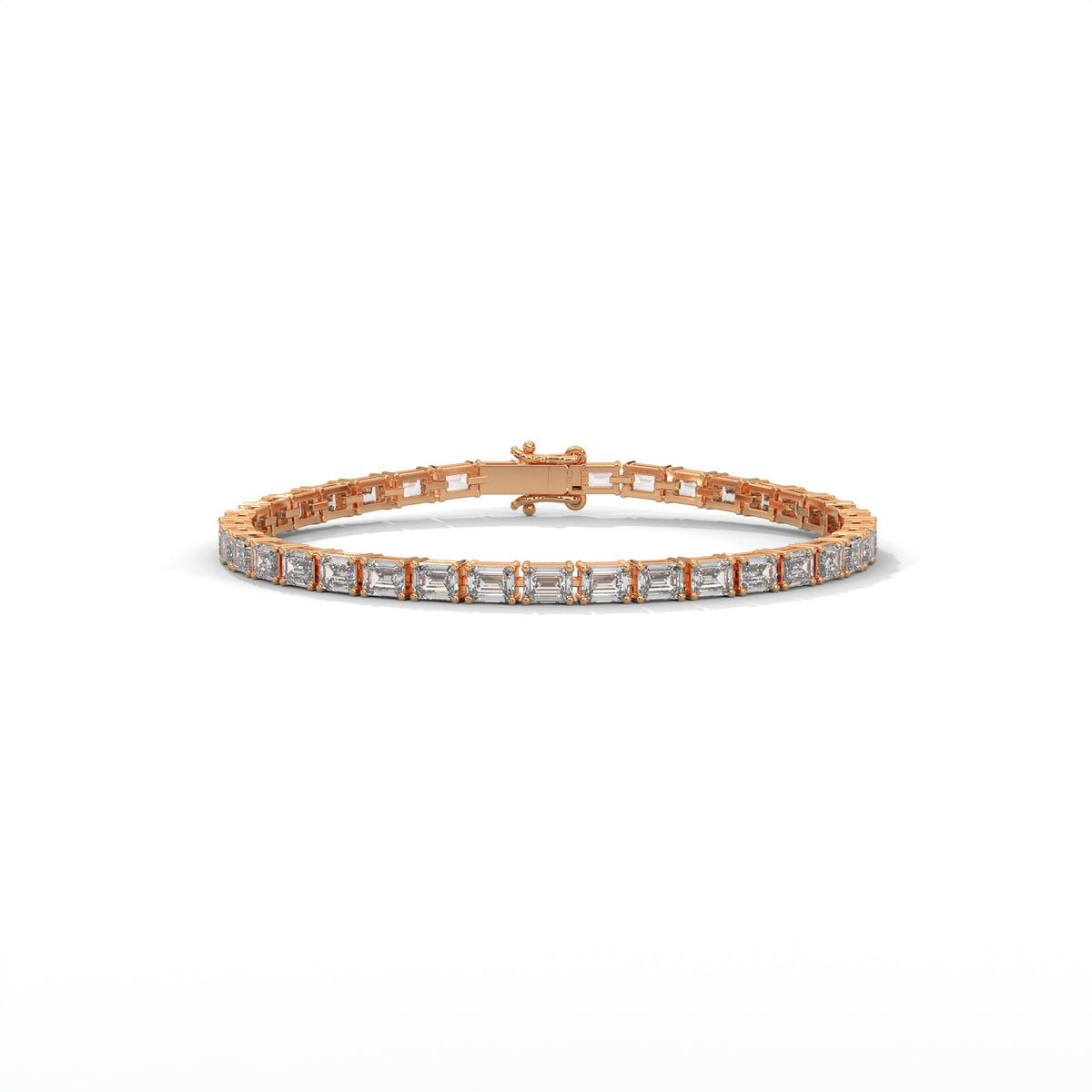 Emerald cut diamond tennis bracelet, gallery image — Jewelix Atelier