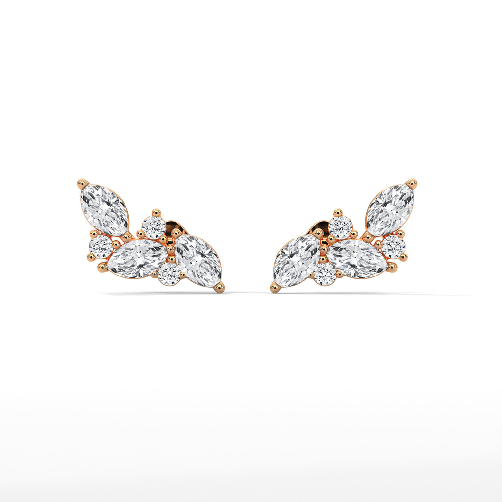 Marquise Diamond Cluster Stud Earrings