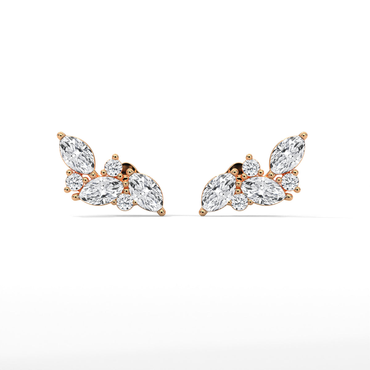 Marquise Diamond Cluster Stud Earrings, product photo — Jewelix Atelier