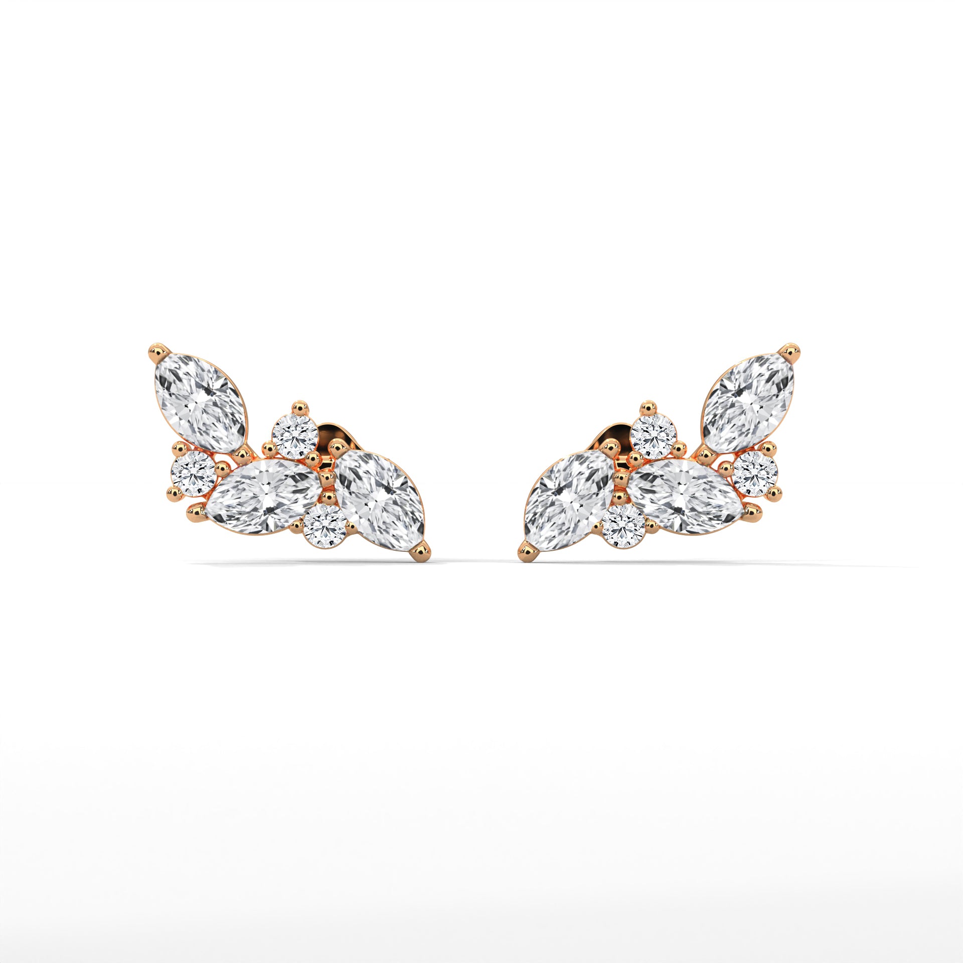 Marquise Diamond Cluster Stud Earrings