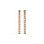 Baguette & Round Diamond Bar Drop Earrings