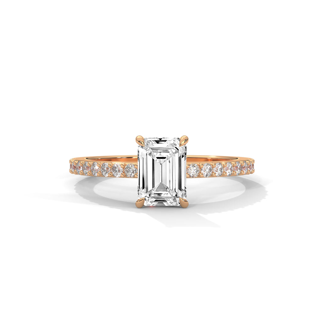 Emerald Cut Diamond Pavé Engagement Ring