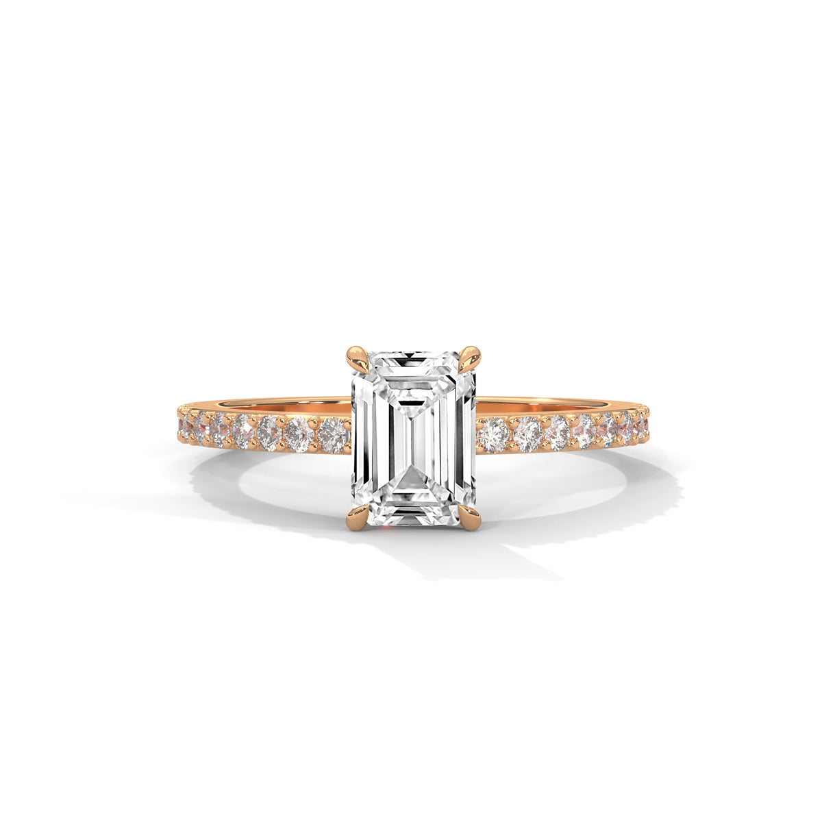 Emerald Cut Diamond Pavé Engagement Ring – view 7 of 9, lab grown diamond ring | Jewelix Atelier