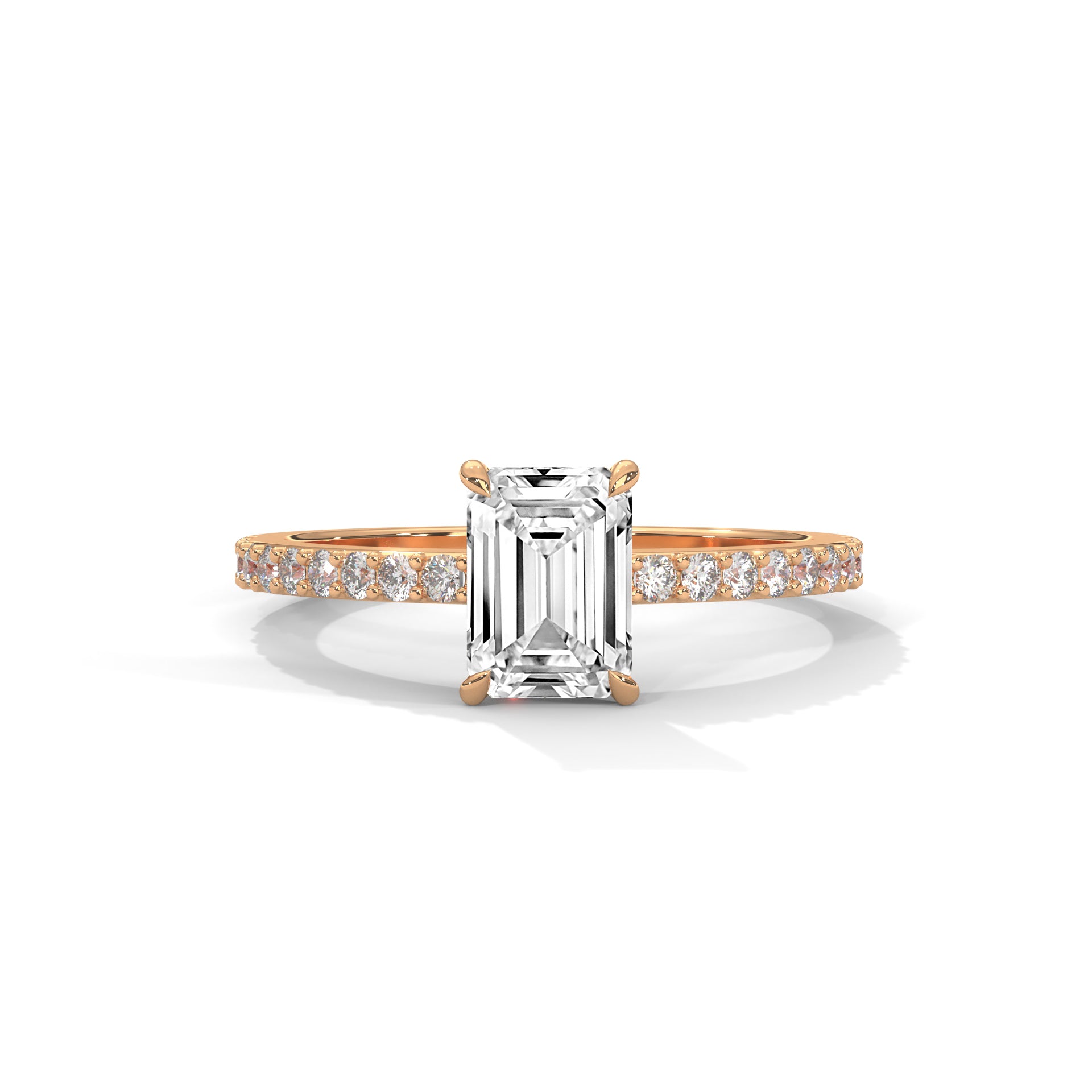 Emerald Cut Diamond Pavé Engagement Ring