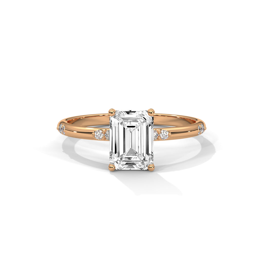 Emerald Cut Diamond Accent Engagement Ring