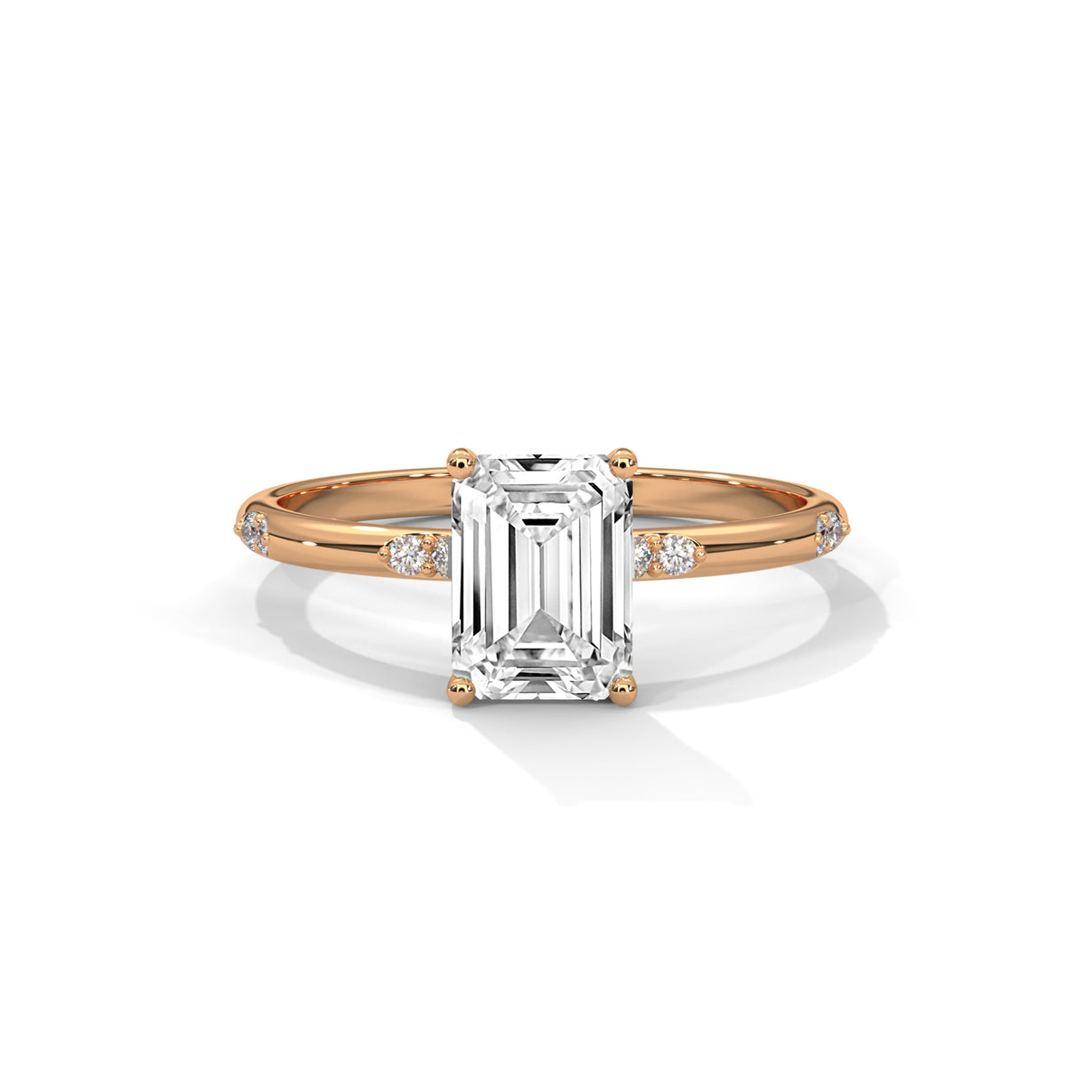 Emerald Cut Diamond Accent Engagement Ring – view 4 of 9, lab grown diamond ring | Jewelix Atelier