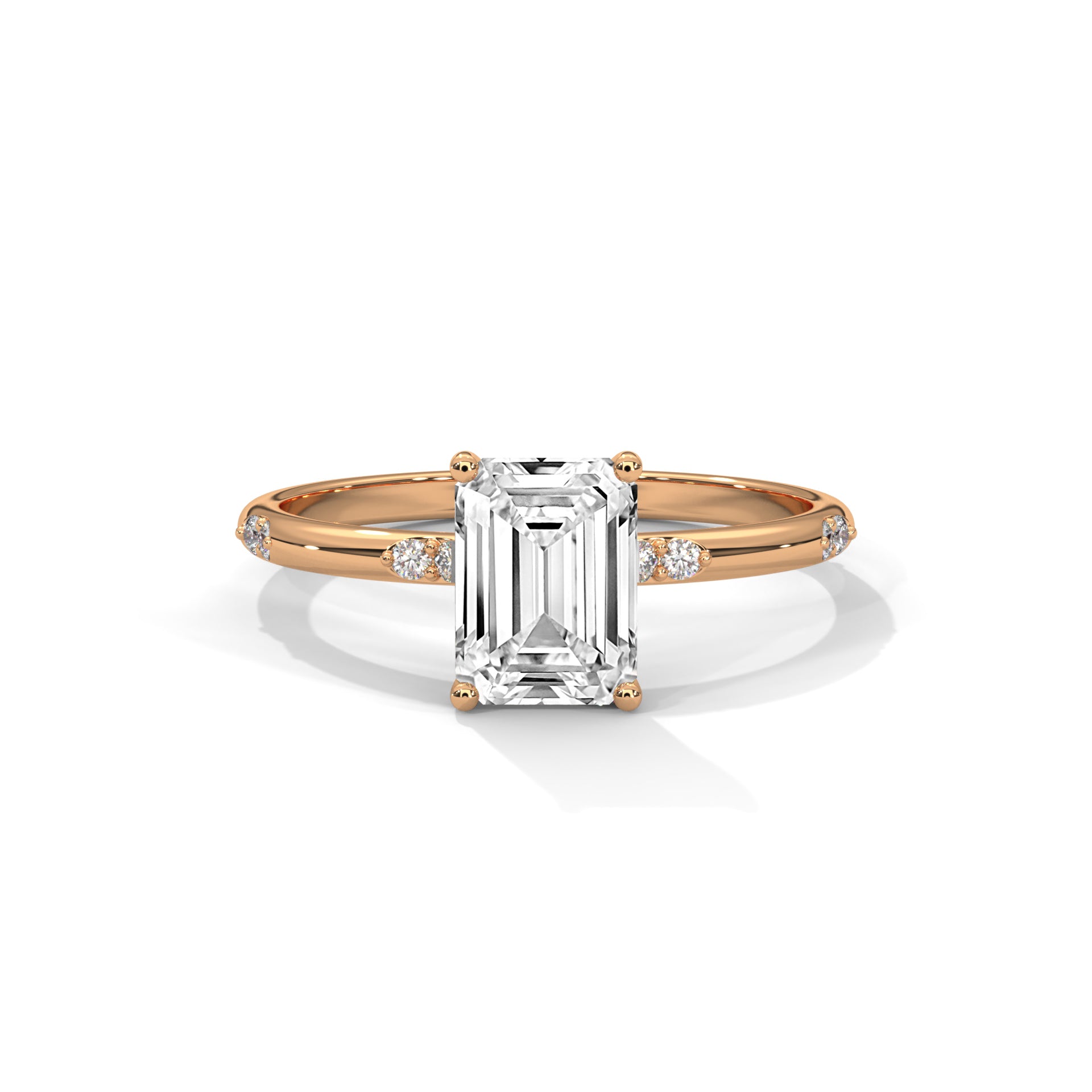 Emerald Cut Diamond Accent Engagement Ring