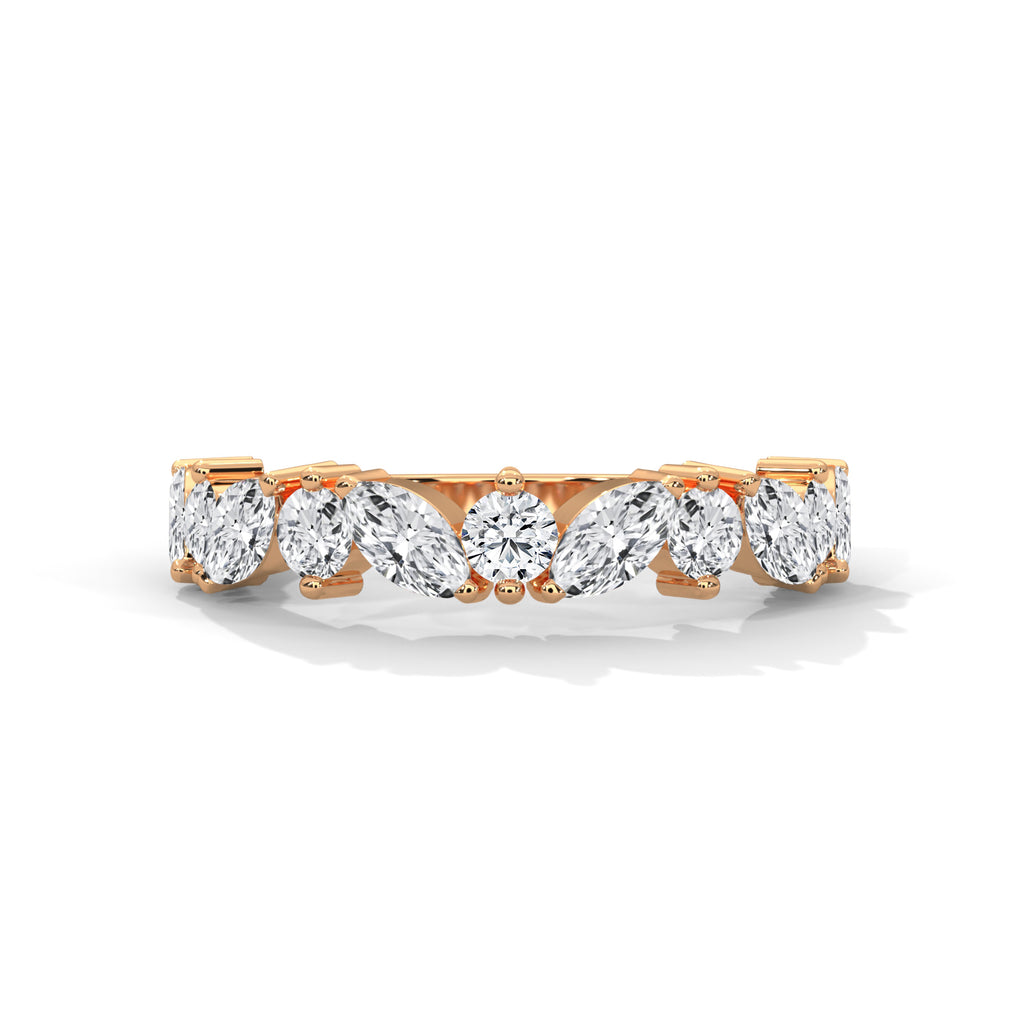 Marquise & Round Diamond Alternating Band Ring