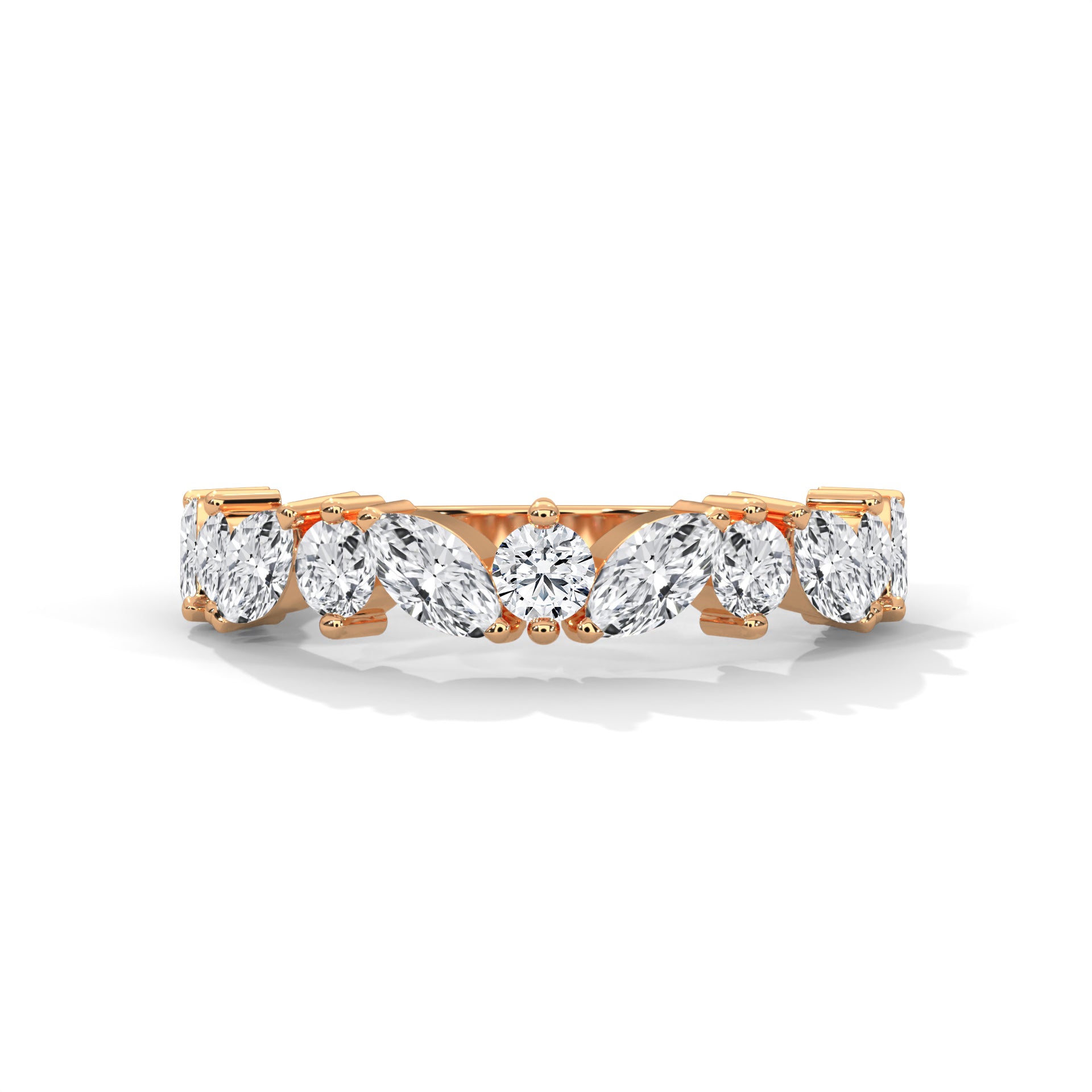 Marquise & Round Diamond Alternating Band Ring