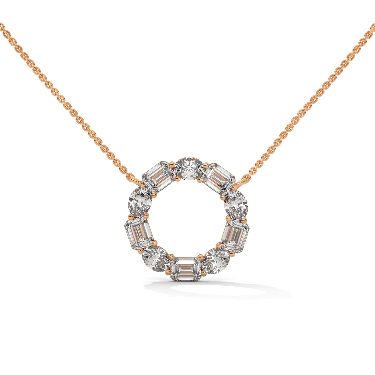 Emerald & Oval Diamond Circle Pendant – view 7 of 9, lab grown diamond necklace | Jewelix Atelier