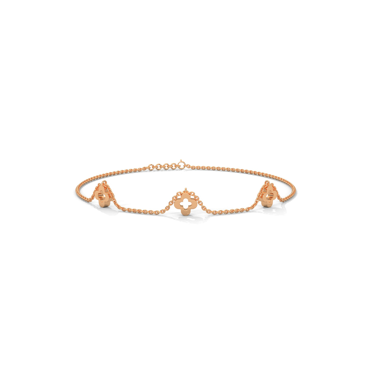 Triple Clover Station Bracelet, alternate view — Jewelix Atelier