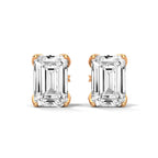 Emerald Cut Solitaire Diamond Stud Earrings
