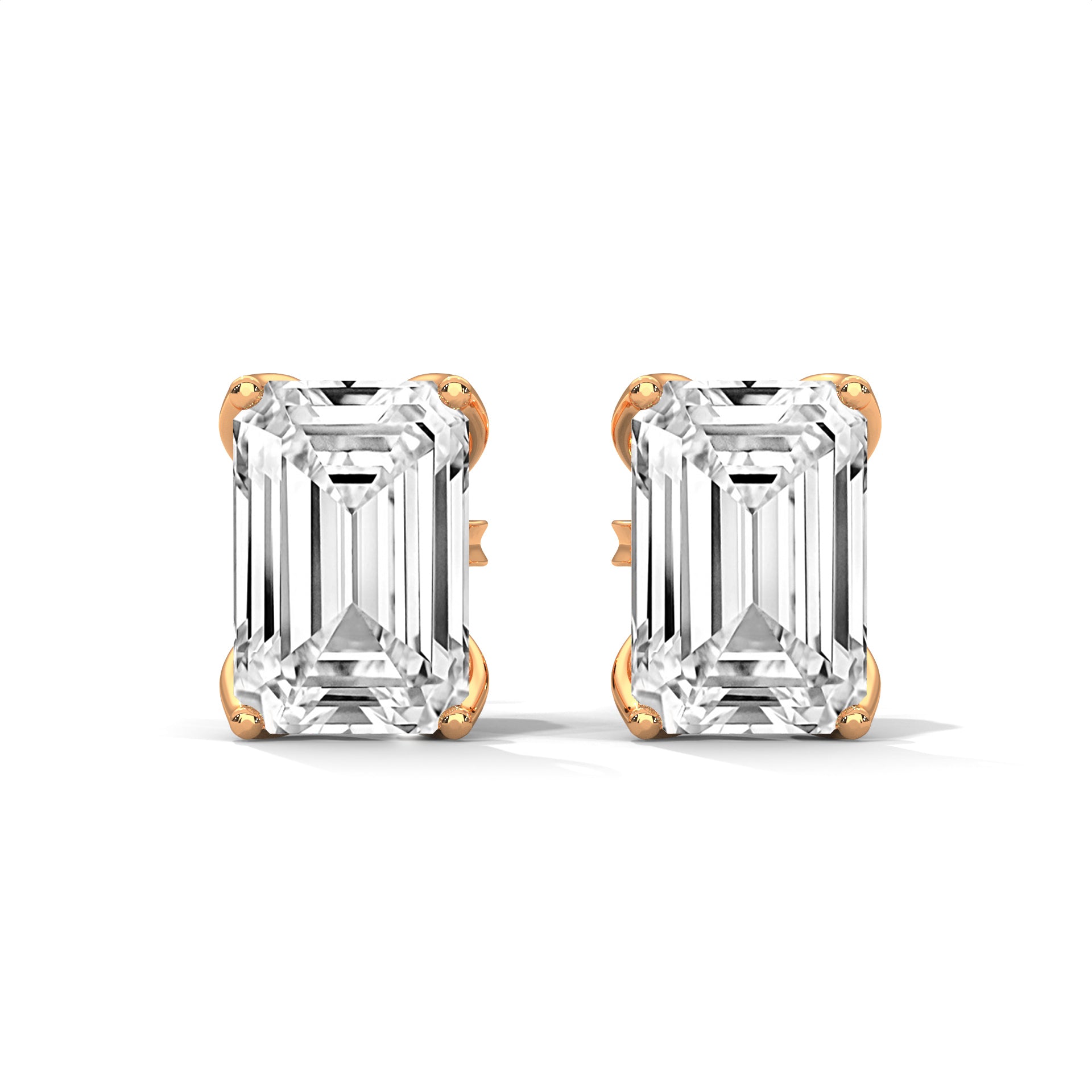 Emerald Cut Solitaire Diamond Stud Earrings