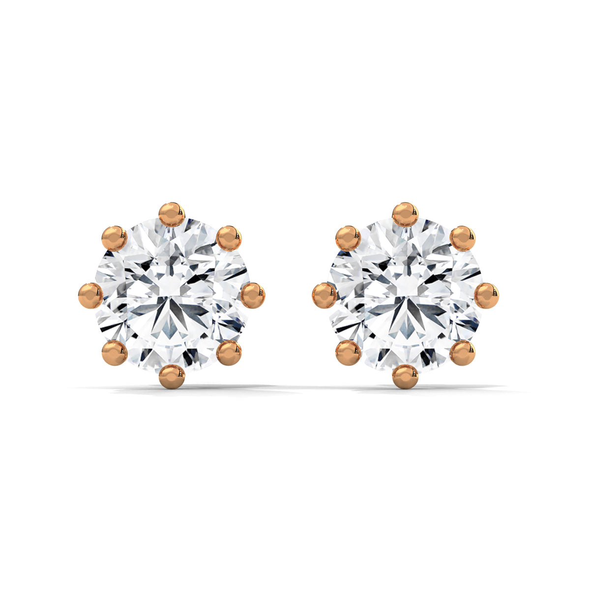 Round brilliant solitaire diamond stud earrings, product photo — Jewelix Atelier