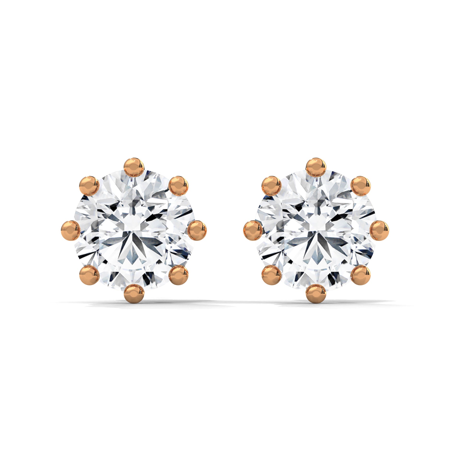 Round Brilliant Solitaire Diamond Stud Earrings