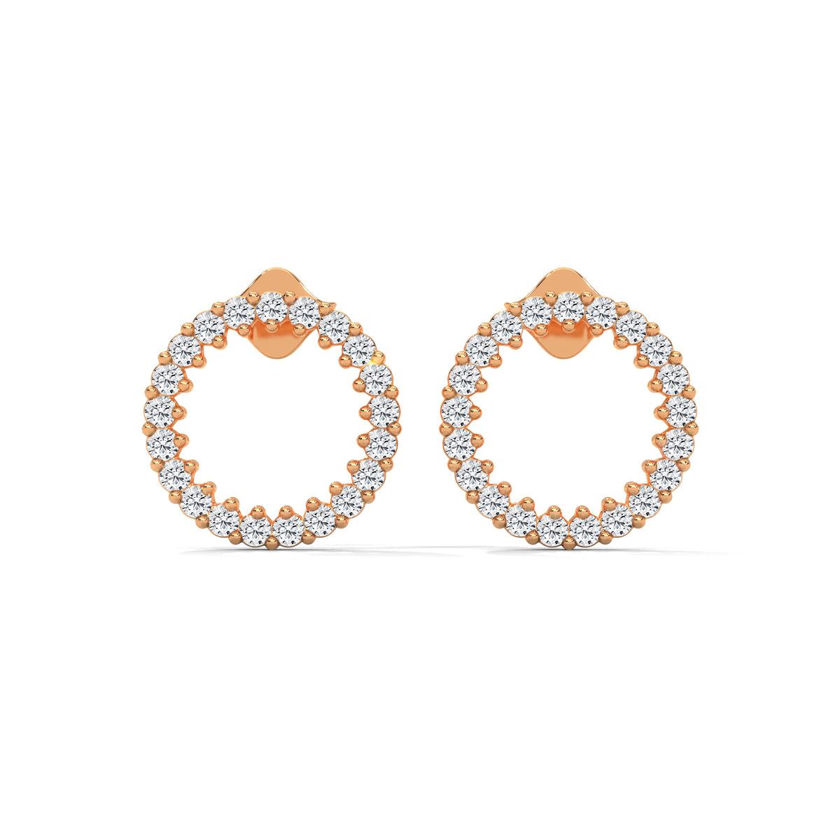 Diamond Circle Stud Earrings, product photo — Jewelix Atelier