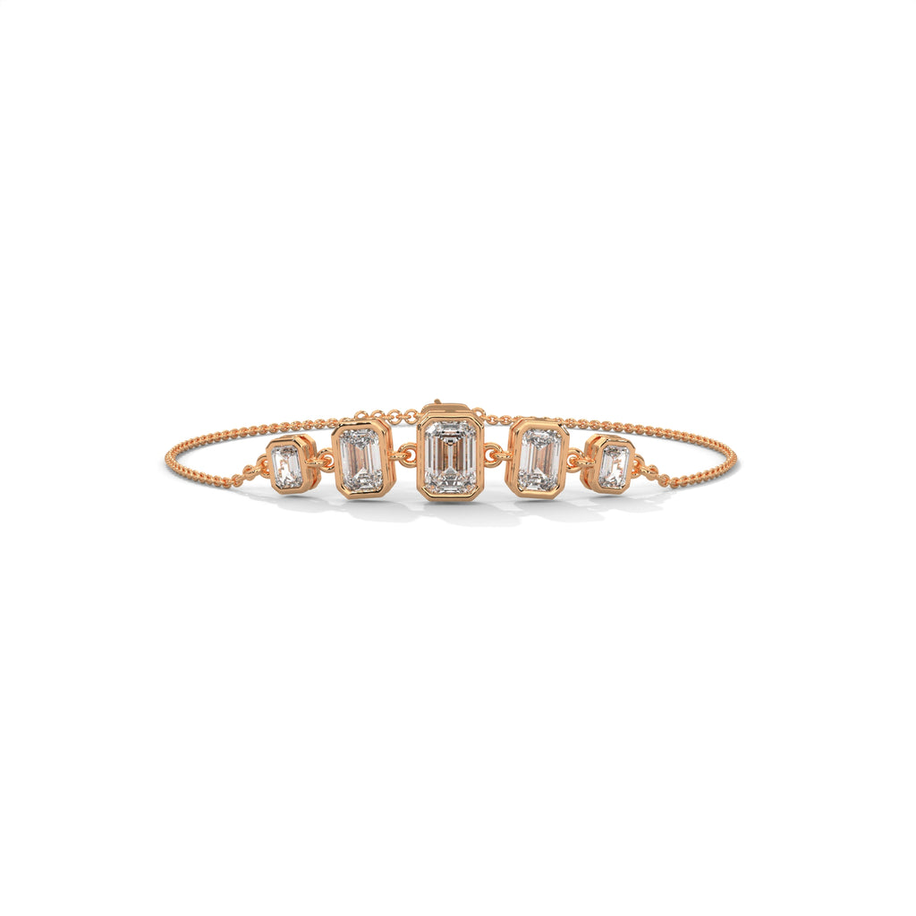 Emerald Cut Five Stone Diamond Bracelet