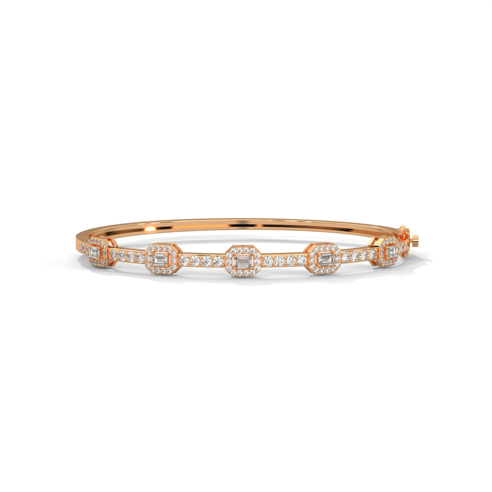 Emerald & Round Diamond Geometric Bracelet