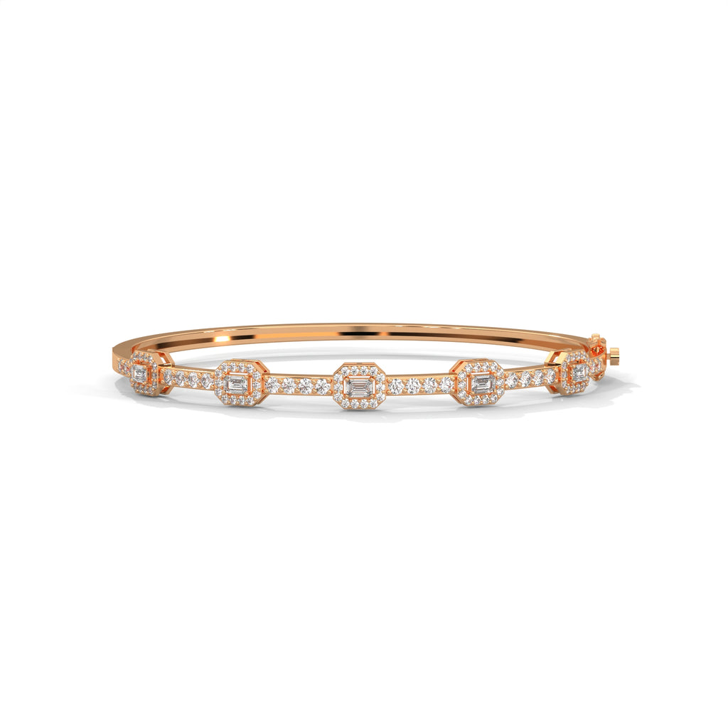 Emerald & Round Diamond Geometric Bracelet