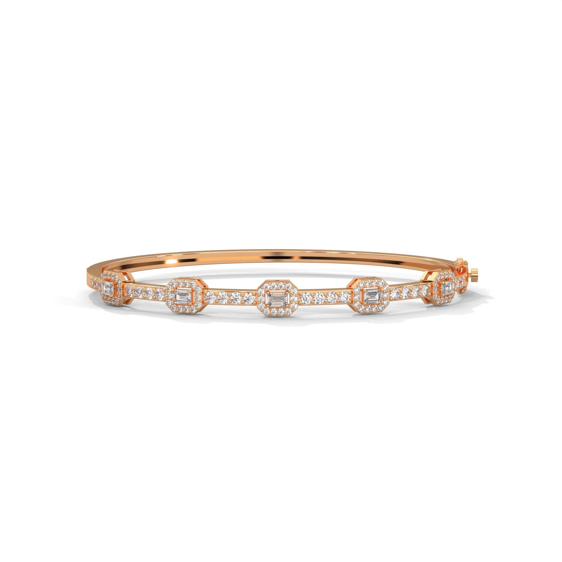 Emerald & Round Diamond Geometric Bracelet