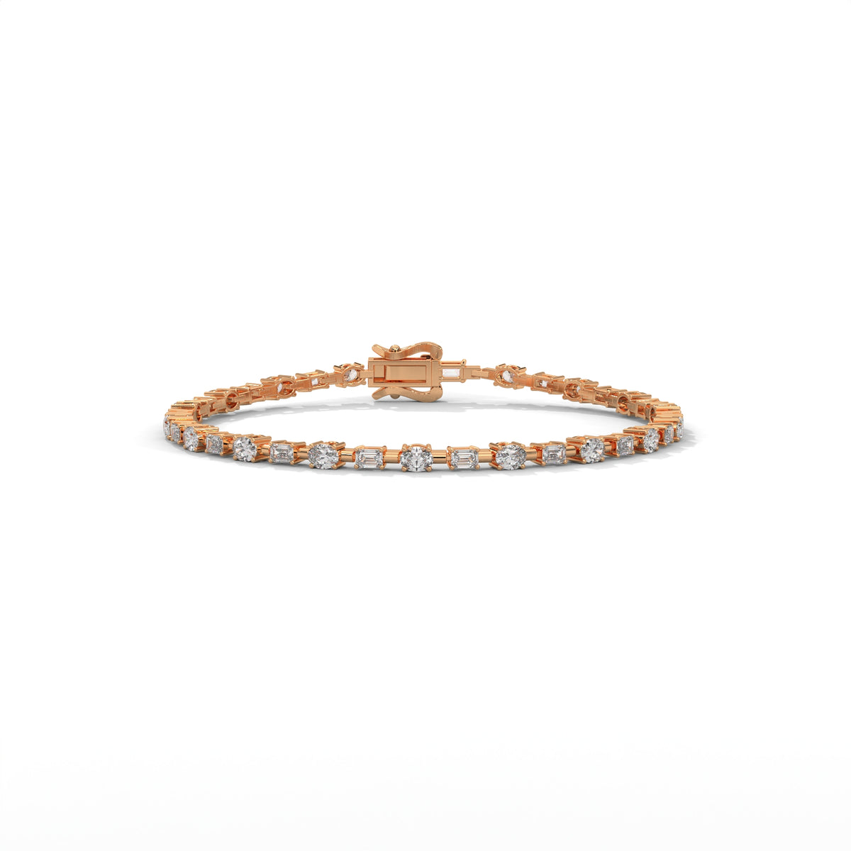 Emerald & Oval Diamond Tennis Bracelet, alternate view — Jewelix Atelier