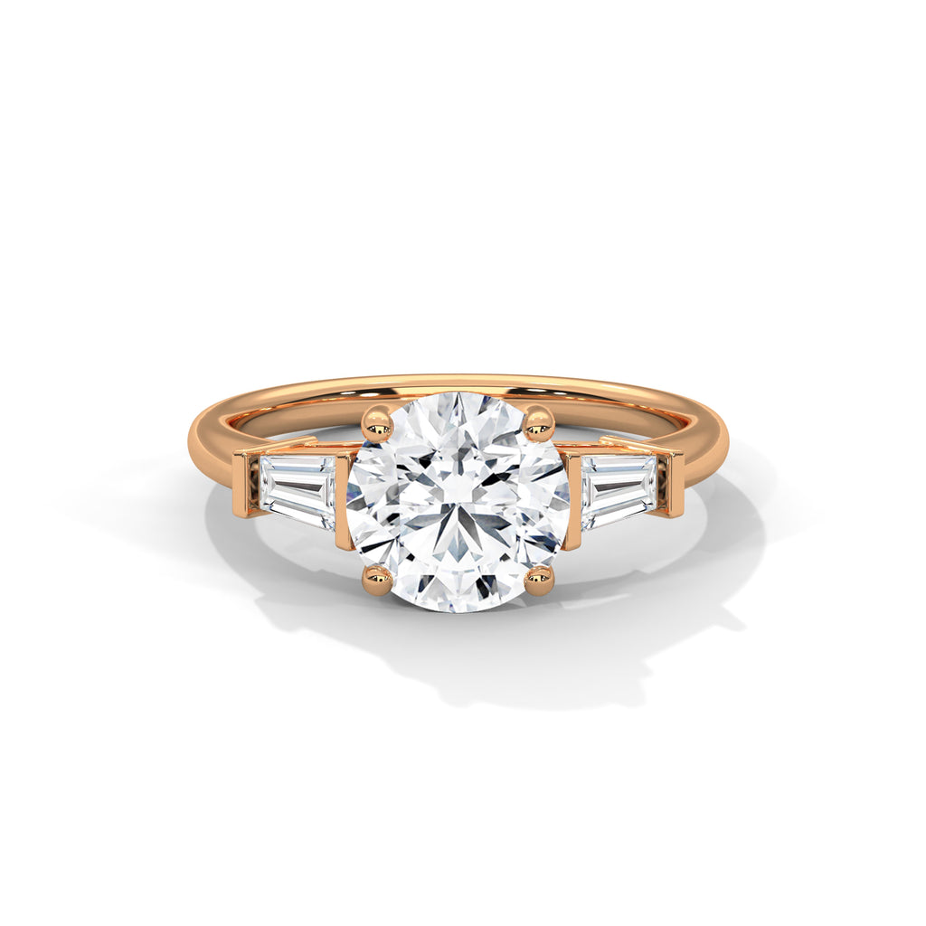 Round Diamond Three Stone Engagement Ring