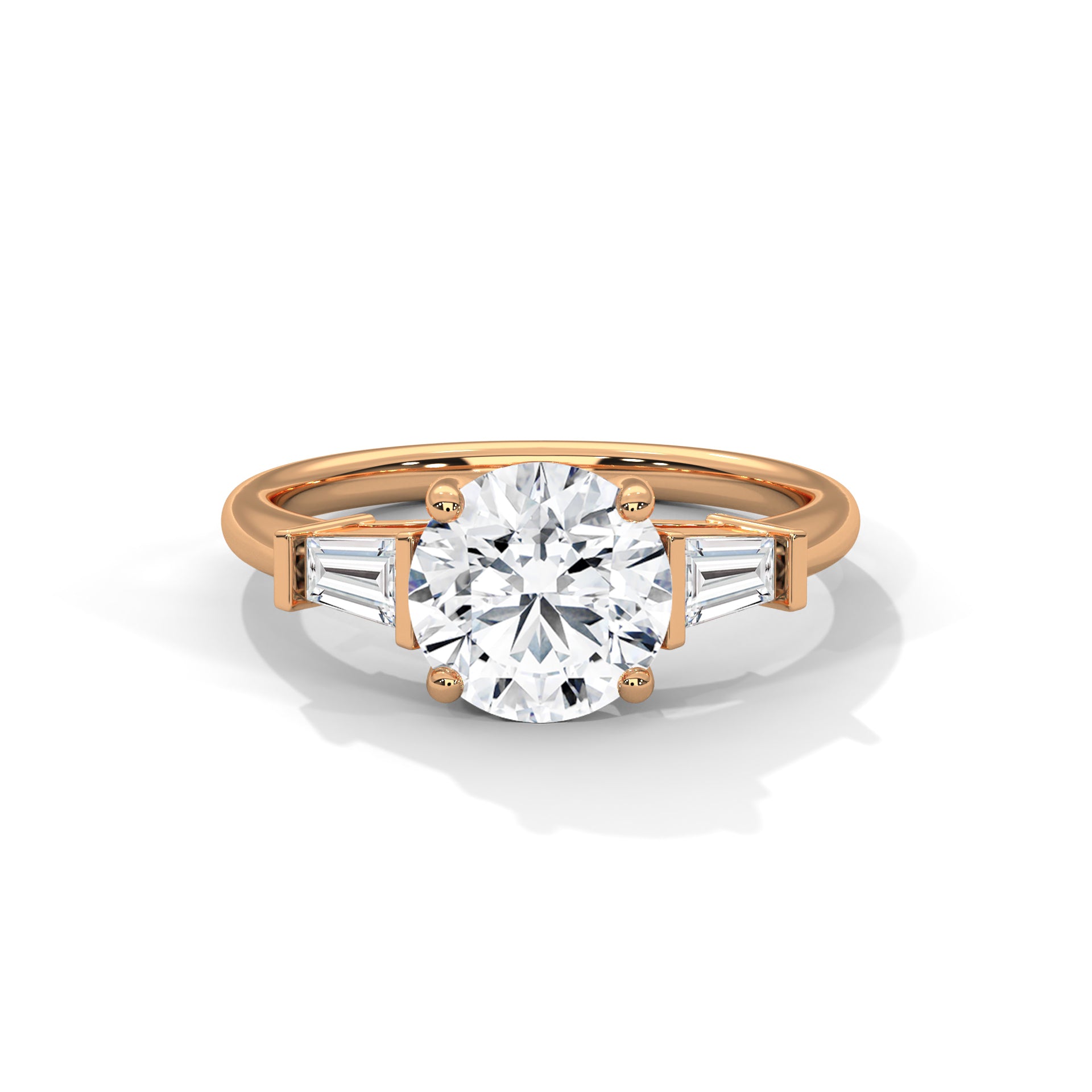 Round Diamond Three Stone Engagement Ring