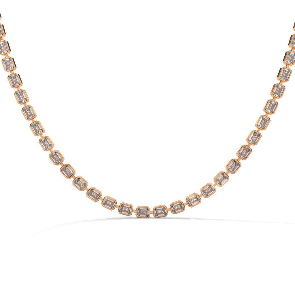 Emerald Cut Diamond Tennis Necklace