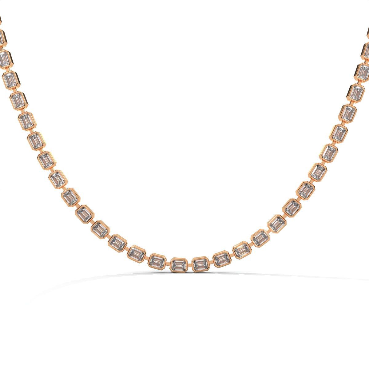 Emerald Cut Diamond Tennis Necklace – view 7 of 9, lab grown diamond necklace | Jewelix Atelier