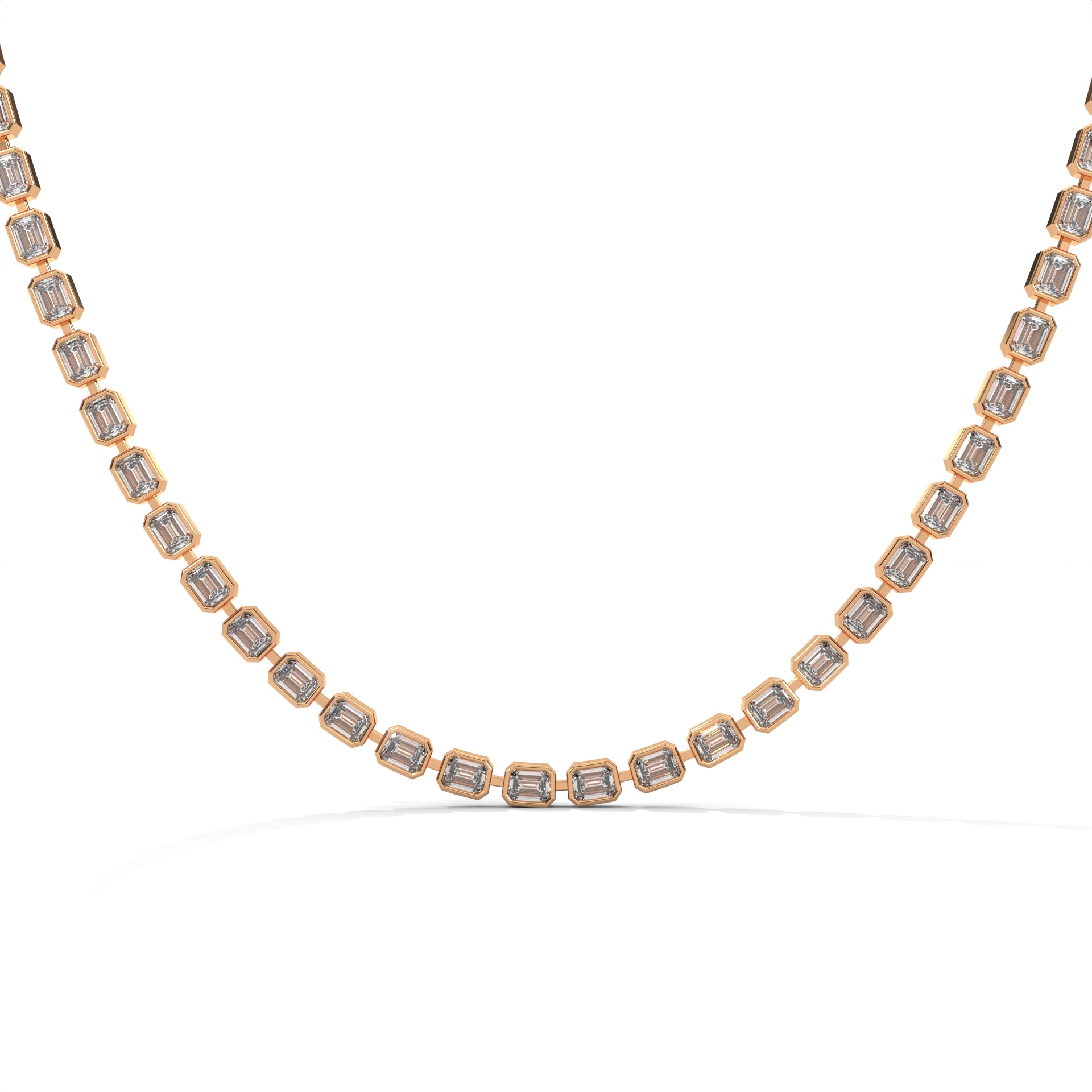 Emerald Cut Diamond Tennis Necklace