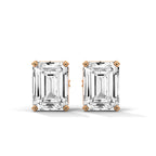 Emerald Cut Solitaire Diamond Stud Earrings