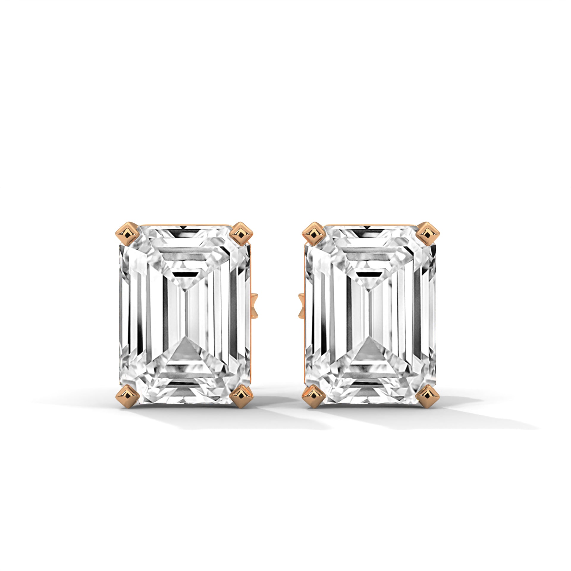 Emerald Cut Solitaire Diamond Stud Earrings