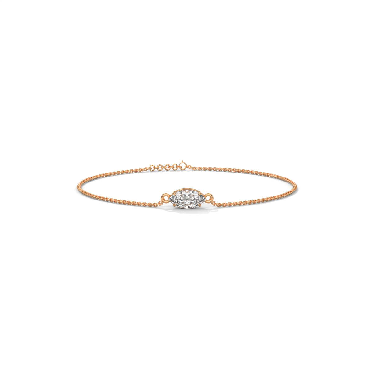 Marquise Cut Solitaire Diamond Bracelet, alternate view — Jewelix Atelier